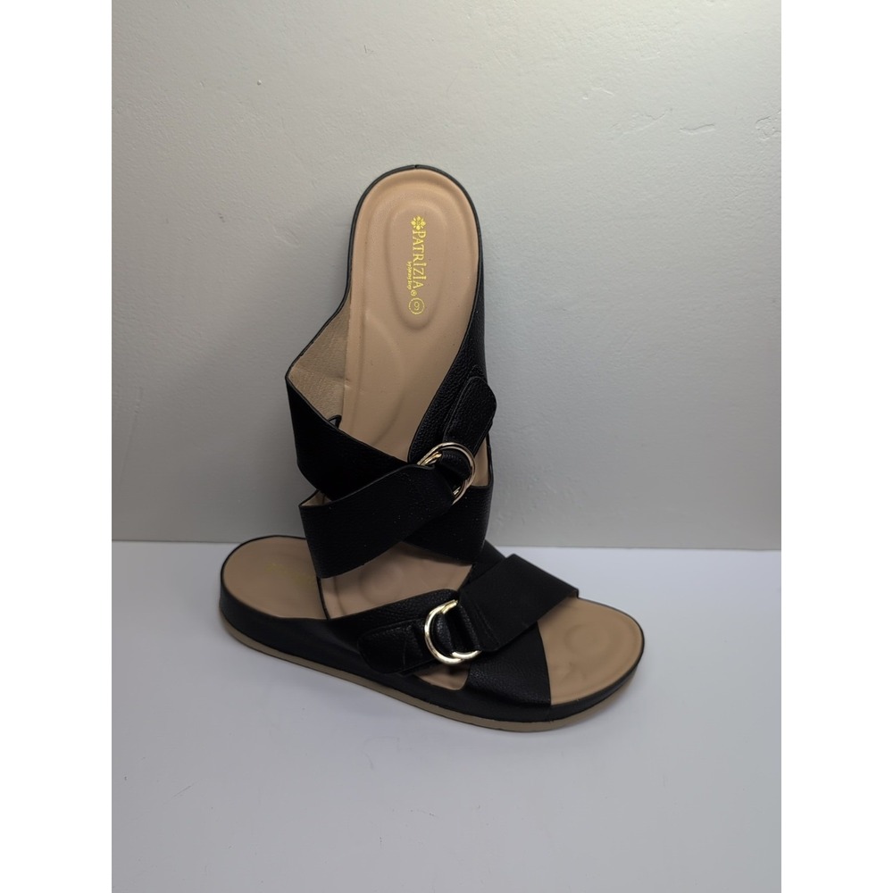 Patrizia Rutha Spring Step Black Comfort Slip On Sandals Women's 9 LowWedge Heel